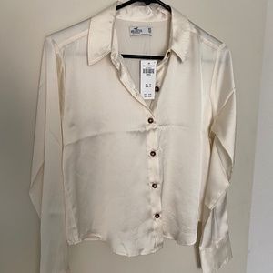 Hollister silky long sleeve button-down blouse